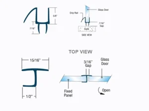 Frameless Shower Door Kit Side H 72'' + Bottom Seals Strips with Drip Rail 40''- Ultimate Kit for Shower Leaks (3/8'' Thickness (10mm)) Clear - Image 3