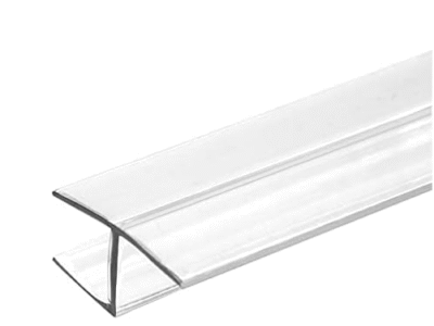 KC Hardware  Frameless Shower Door Side Seal Strip H-Type 180 Degree, Clear (1, 3/8" Glass)