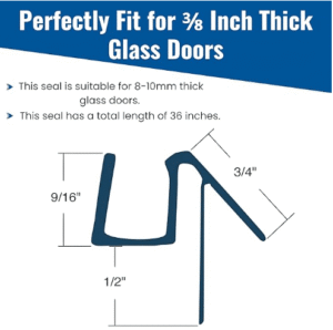 Bottom Wipe with Drip Rail & Offset Flexible Fin for 3/8" Glass - 36" length - Image 2