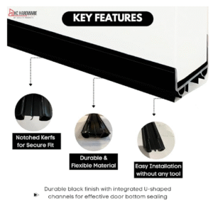 Door Bottom Sweep with Notched Kerfs, Weather Stripping Seal, Under Door Seal for Front and Exterior Doors, 7/8" Width, Black- 36 Inch - Image 4