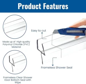 36" Frameless Clear Shower Door Bottom Seal for 3/8" Glass - Image 2