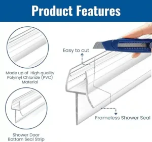 47" Frameless Shower Door Sweep – Bottom Seal for 3/8" Glass - Image 3