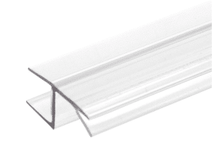 Frameless Shower Door Side Seal Strip, Door H-Jamb (180 Degree) for 3/8 Inch (8-10mm) Thick Glass, Ultra Clear 95 Inch