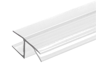 Frameless Shower Door Side Seal Strip, Door H-Jamb (180 Degree) for 3/8 Inch (8-10mm) Thick Glass, Ultra Clear 95 Inch