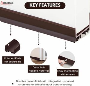 U-Shaped Vinyl Door Bottom Sweep – 36" Brown Seal Strip - Image 4