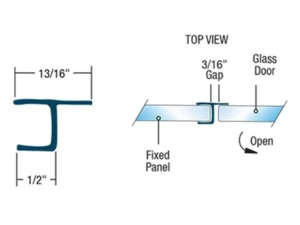 H-Type Shower Door Side Seal Strip for 3/8" Frameless Glass - Image 2