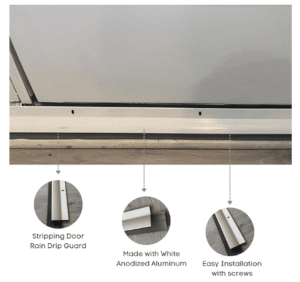 36" Door Bottom Sweep with Rain Drip Cap, White with Grey Insert - Image 7